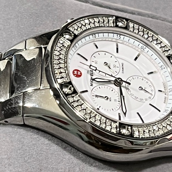 MICHELE TAHITIAN AUTHENTIC LUXURIOUS DIAMOND STAINLESS STEEL WATCH main image 10